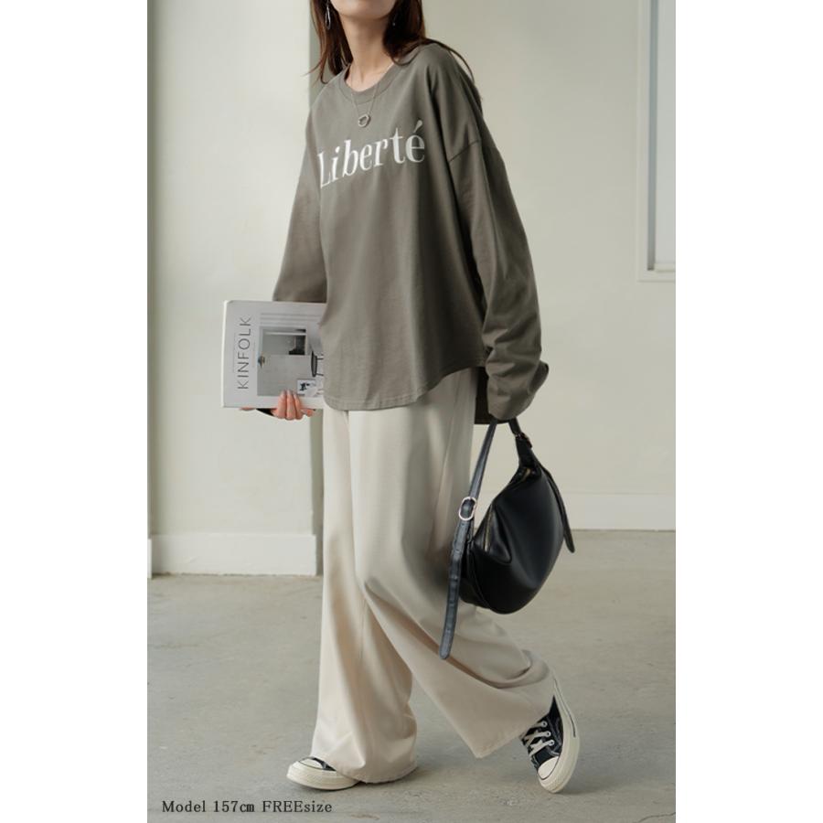 Tシャツ レディース トップス ロゴT 半袖 ドルマン 二の腕カバーきれいめ シンプル 大人 オーバーサイズ | HUG.U | 28