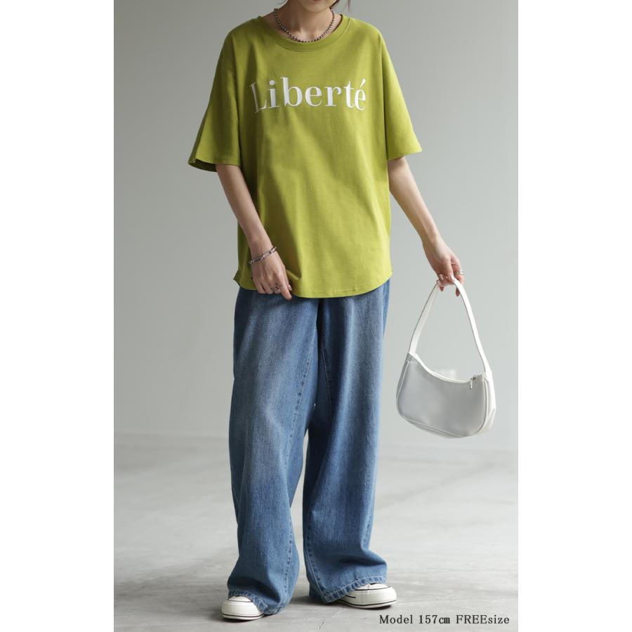 Tシャツ レディース トップス ロゴT 半袖 ドルマン 二の腕カバーきれいめ シンプル 大人 オーバーサイズ | HUG.U | 12