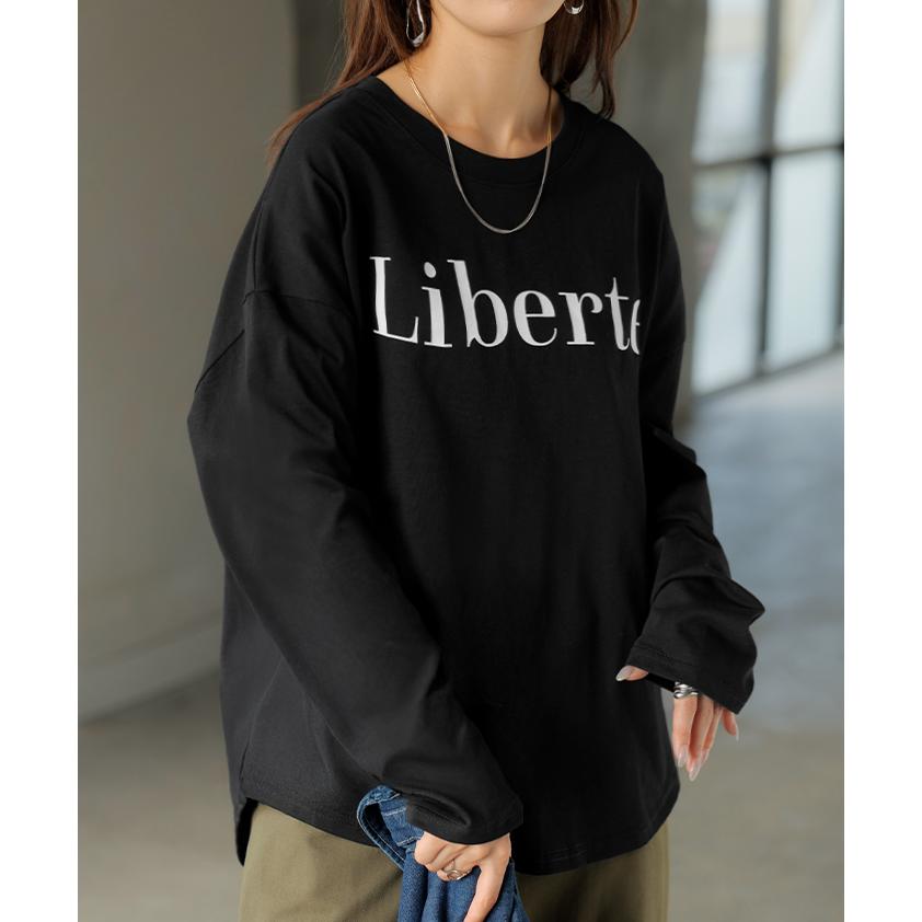 Tシャツ レディース トップス ロゴT 半袖 ドルマン 二の腕カバーきれいめ シンプル 大人 オーバーサイズ | HUG.U | 14