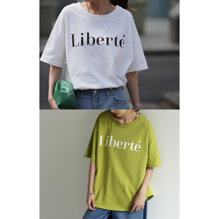 Tシャツ レディース トップス ロゴT 半袖 ドルマン 二の腕カバーきれいめ シンプル 大人 オーバーサイズ | HUG.U | 17