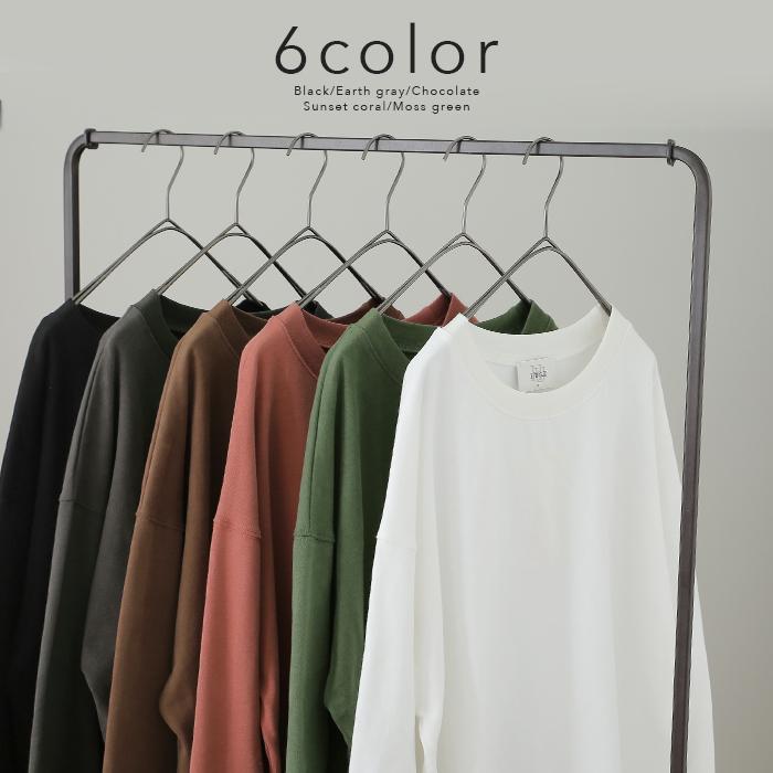 トップス レディース ロンT 綿100％ カットソー ポケット 長袖 Tシャツ Uネック お尻が隠れる ゆったり チュニック 無地 | HUG.U | 13