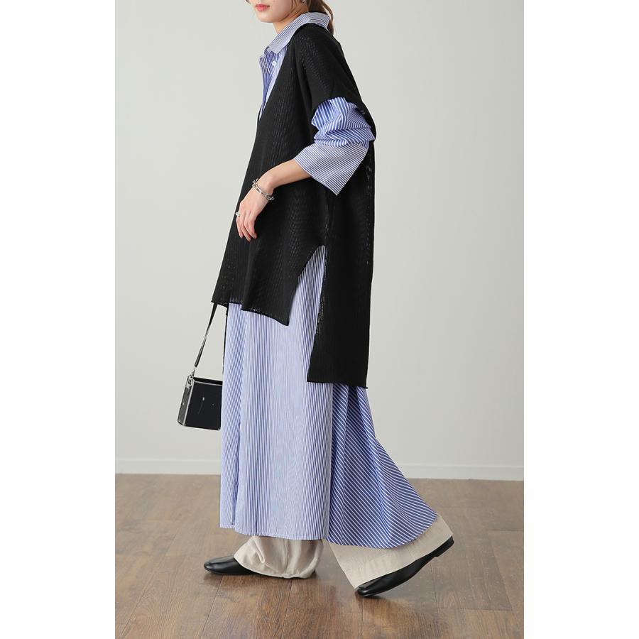 ワンピース レディース シャツワンピース シャツ ロングシャツ ストライプ ロング マーメイド 羽織 長袖 前開き | HUG.U | 17