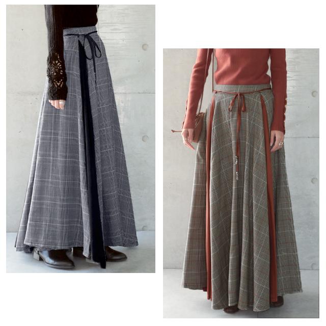 スカート  ロング マキシスカート チェック Aライン ロングスカート レース | HUG.U | 21