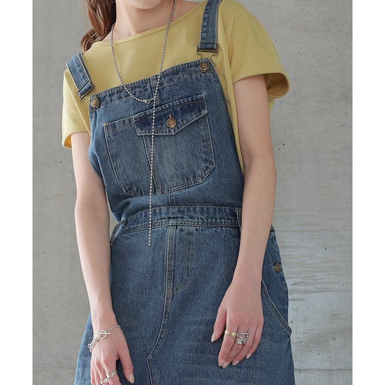 ワンピース レディース デニムワンピース ジャンパースカート ロングワンピース ワンピ デニム Aライン オーバーオール | HUG.U | 16