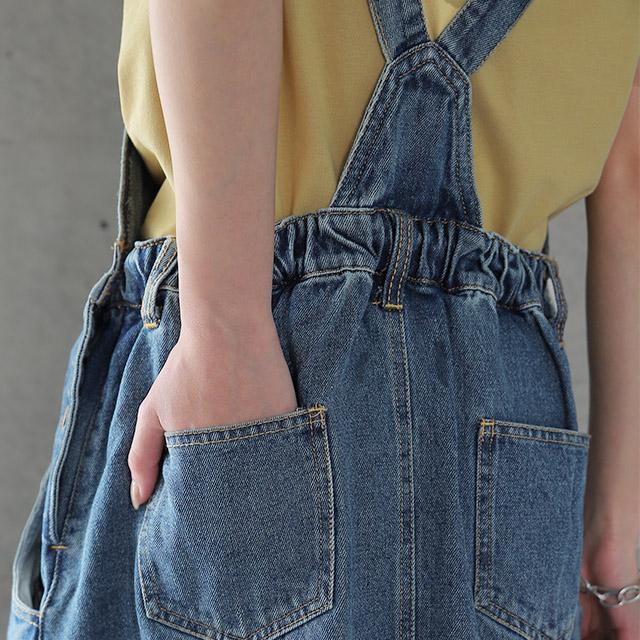 ワンピース レディース デニムワンピース ジャンパースカート ロングワンピース ワンピ デニム Aライン オーバーオール | HUG.U | 19