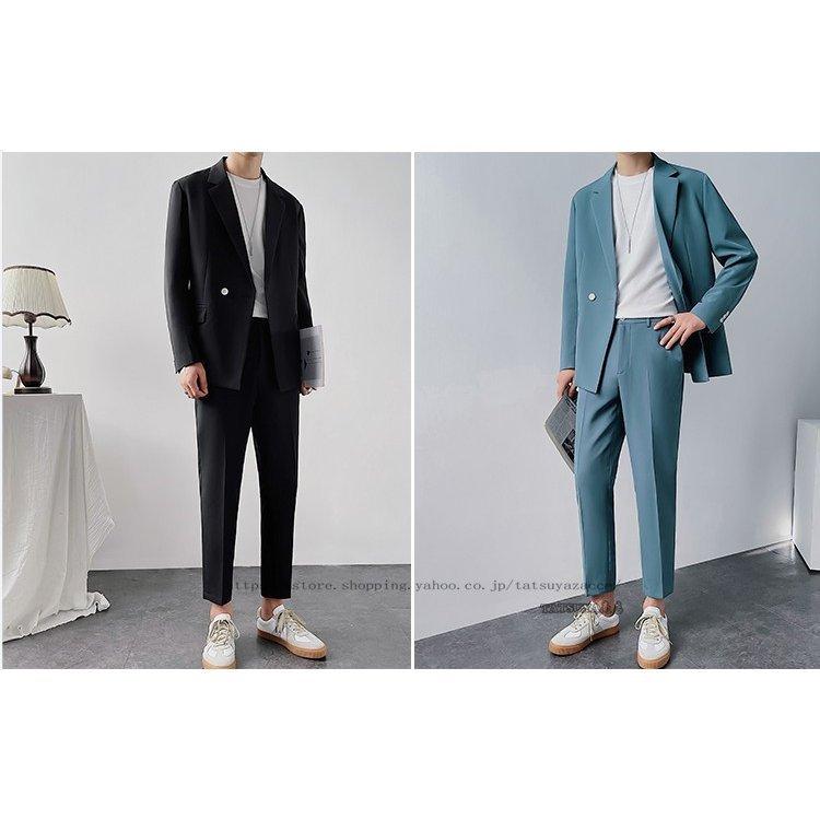 大流行中 ゆったり ロングパンツ テーラードジャケット カジュアル 高品質 通勤 春夏 洋服 スーツジャケット ブレザー スラックス メンズ セットアップ 上下セット テーラード ブレザー サイズ M Pashal Com