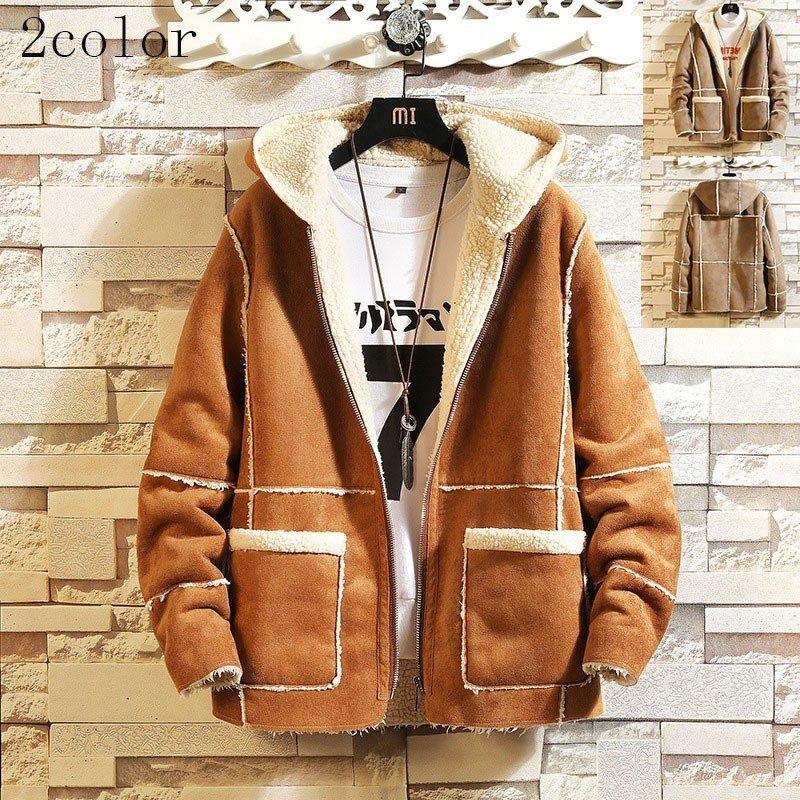 コート メンズ フライトコート ムートンジャケット 裏起毛 裏ボアボア ピーコート Pコートショートコート大きいサイズ お兄系 保温 カジュアル 通勤 通学 宅配便送料無料