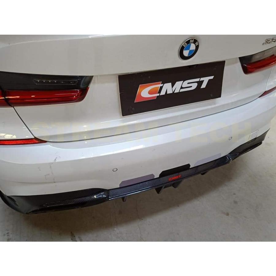 バラ売り価格 BMW G20 G21 3シリーズ Ｍスポーツ 前期用 LED ストップランプ付き カーボン リアディフューザー リアアンダースポイラー リアリップ 綾織カーボン CMST