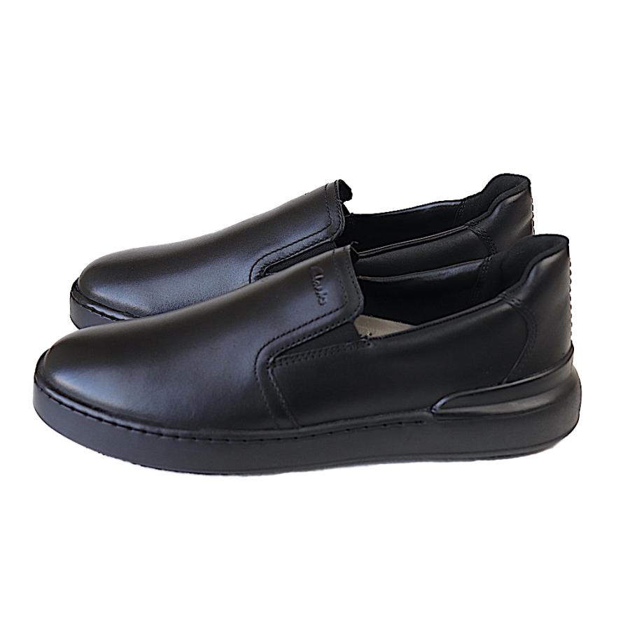 クラークス CLARKS 26165866 COURTLITE SLIP コートライト スリッポン ブラックレザー レザースニーカー USA ライン｜hemingwayclothing｜02