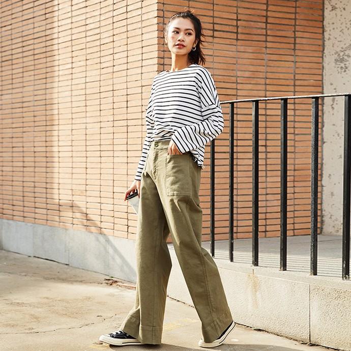 定番 ボーダー 綿 長袖 カットソー トップス レディース ボーダー