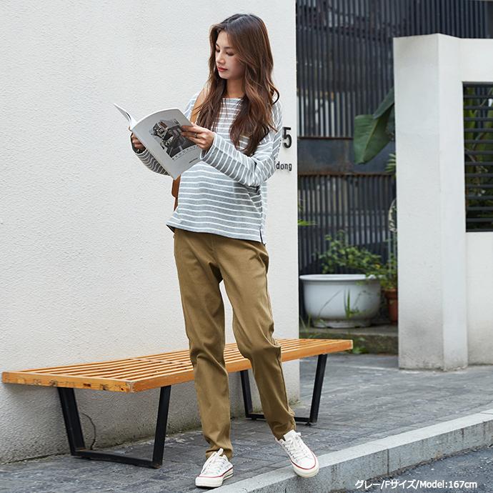 定番 ボーダー 綿 長袖 カットソー トップス レディース ボーダー