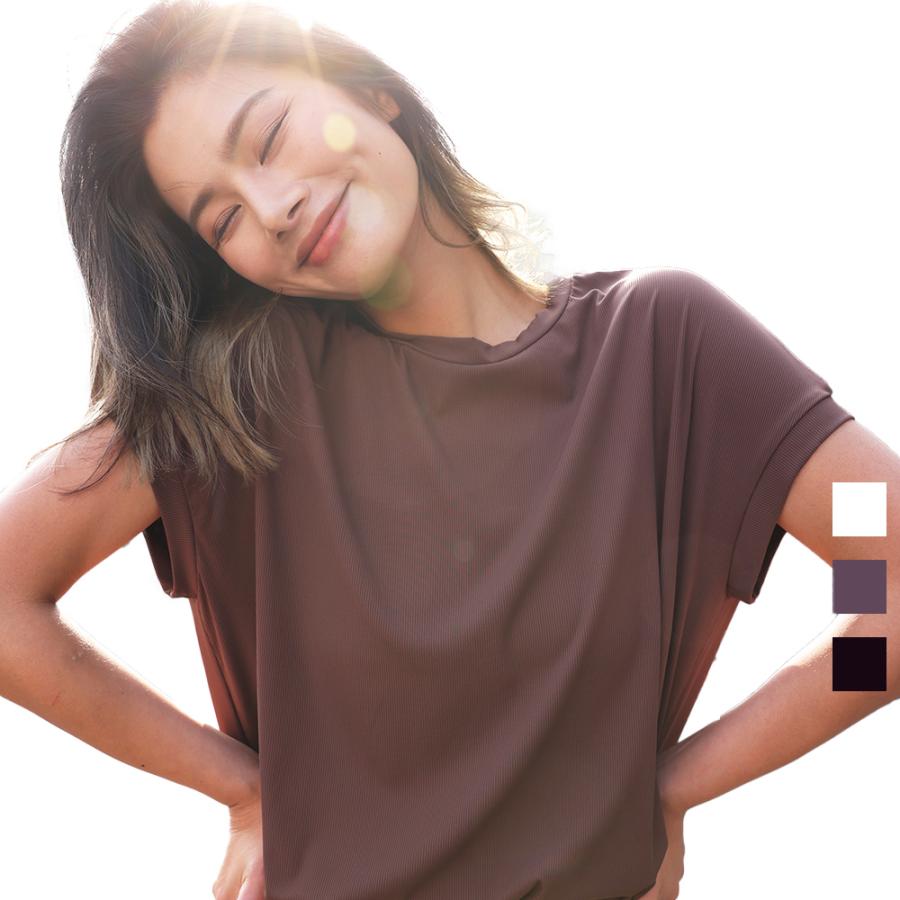 サラサラで痩せて見える 冷感生地 話題の神t 接触冷感tシャツ フレンチスリーブt 半袖 Tシャツ レディース Uネック ドルマン レディース トップス Cu Henana 通販 Yahoo ショッピング