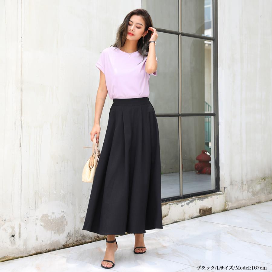 たっぷり 5面立体裁断 ロングスカート フレアボリューム ロング丈