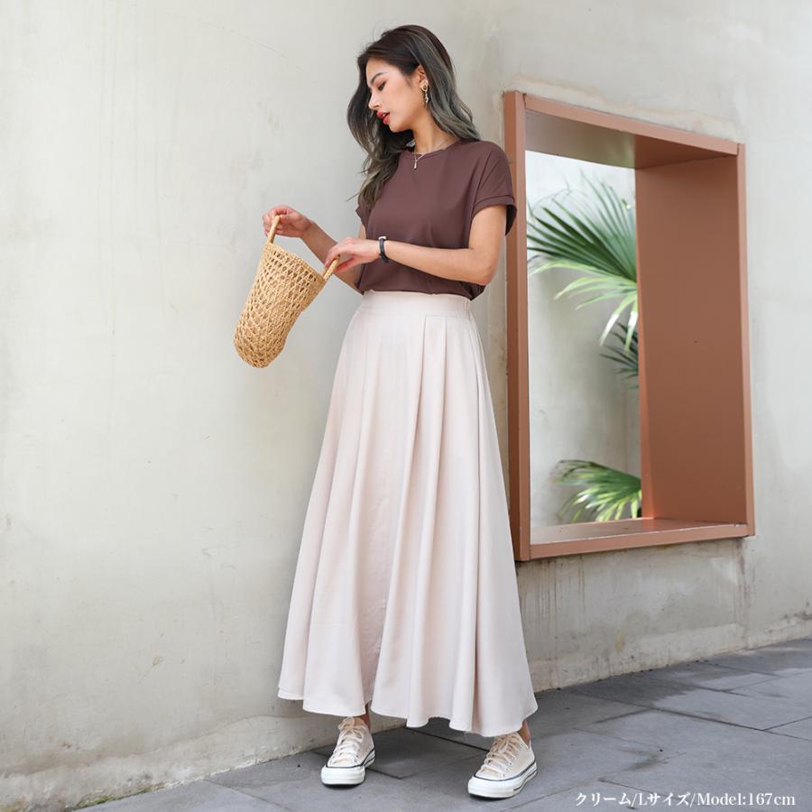 たっぷり 5面立体裁断 ロングスカート フレアボリューム ロング丈