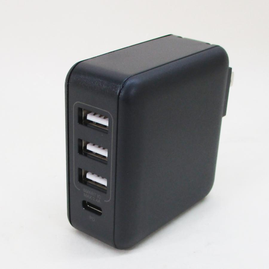 AC充電器 4ポート PD32w AC-USB充電  Type-C/A ブラック Lazos L-AC4-B/0309｜henetjigyoubu｜02