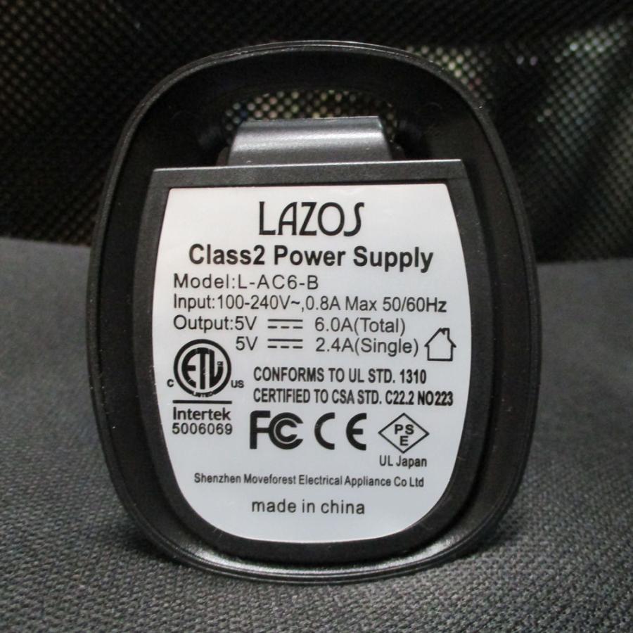 送料無料 USB 6ポート AC充電器 ACアダプター LAZOS ブラック L-AC6-B/6073ｘ１台｜henetjigyoubu｜06