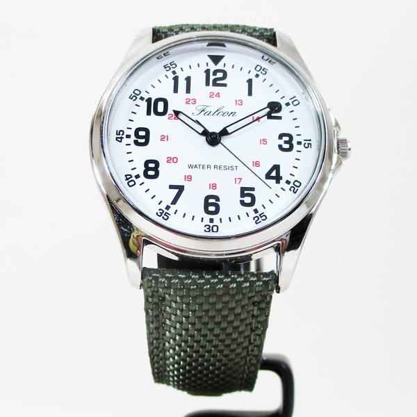 同梱可能 シチズン ファルコン 腕時計 日本製ムーブメント ナイロン/革ベルト オリーブ/白 QB38-304 メンズ 紳士｜henetjigyoubu