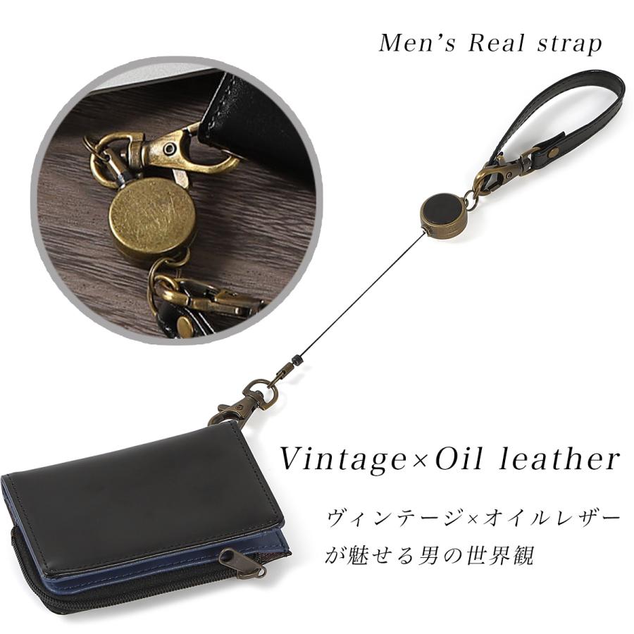 パスケース 定期入れ リール付き 小銭入れ付き 本革 YKK メンズ ID
