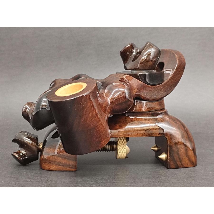 へら用品 逍遥工房 工房モデル 黒柿 玉置用万力 弓型 中型 型番cz03