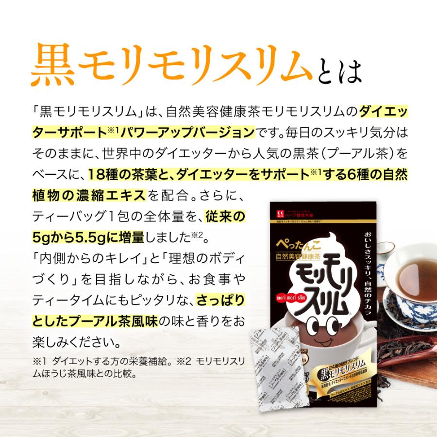 【公式】 黒モリモリスリム 30日分 （5.5g × 30包 ） プーアル茶 風味 ティーバッグ [ スッキリ まろやかな 味 18種の茶葉 6種の濃縮エキス 配合 国内製造 ]｜herb-kenko-honpo｜03