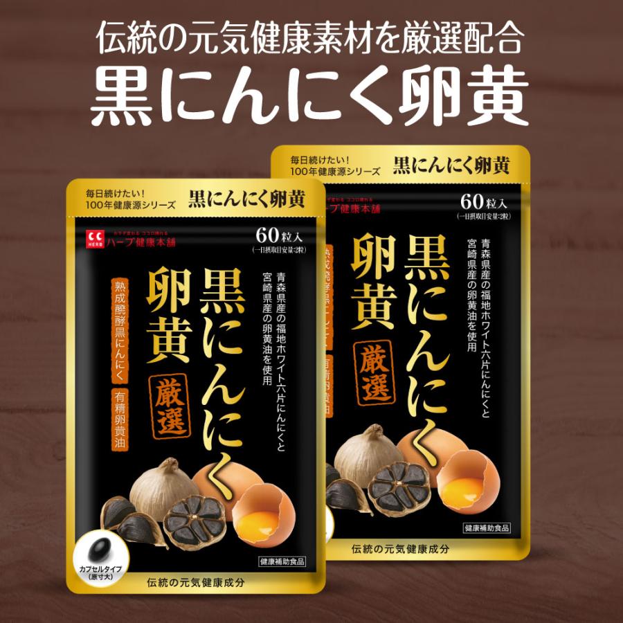 ハーブ健康本舗 黒にんにく卵黄 60粒 (30日分) 2個セット ニンニク