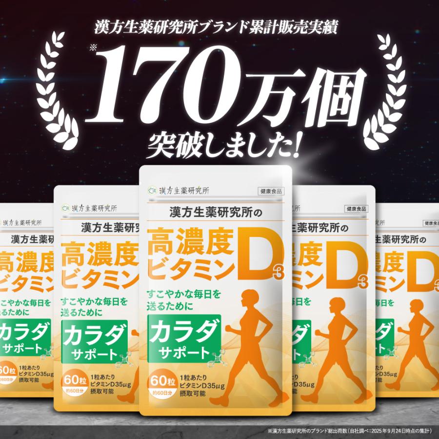 漢方生薬研究所 【60日分大容量】ビタミンD3 1400IU 60粒 サプリ