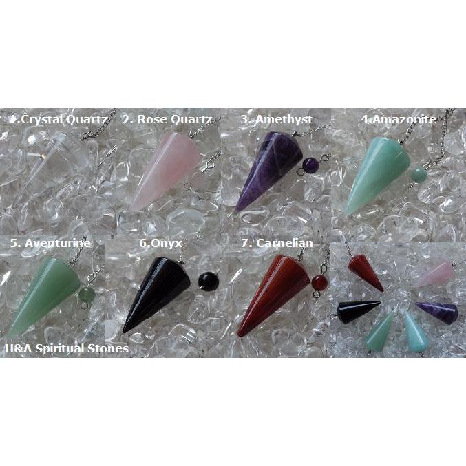 クリスタルストーンラウンド型ペンデュラム クォーツ 水晶 紅水晶 アメジスト アマゾナイト アヴェンチュリン オニキス カーネリアン |  | 01