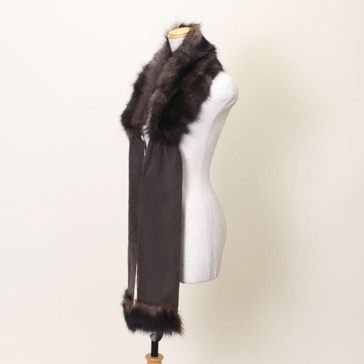 マフラー ファー フォックス トリミング カシミヤ・ウール混 キャンディ レディース ギフト プレゼント