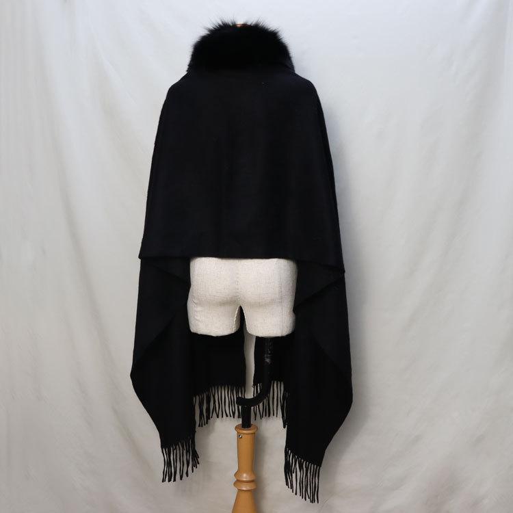 フォックス ファー カシミヤ混 ストール ブラック 訳あり