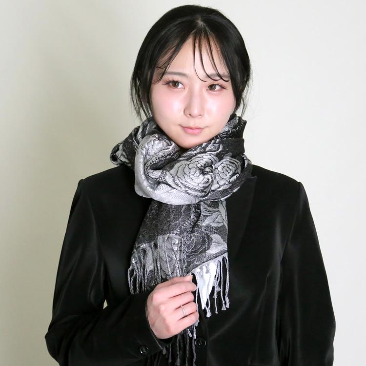 ストール シルク100% 日本製 おぼろ織り ストール ローズガーデン 大判ストール 薔薇 レディース メンズ ギフト プレゼント ピンク ターコイズブルー ブラック_5