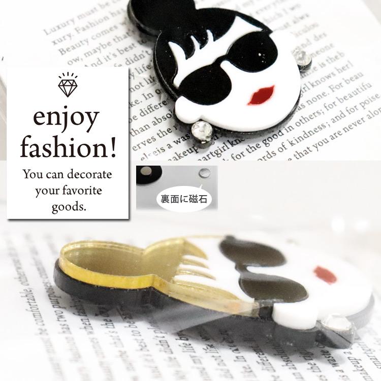 スワロフスキーマグネット マグチャーム HAPPY FACE LADY EMMA サングラス アクリル