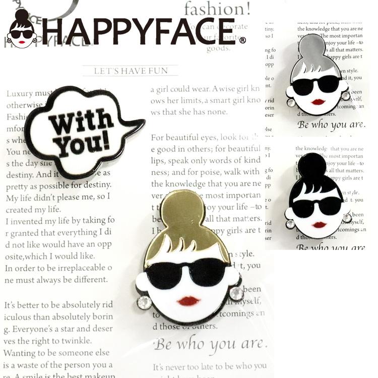 ブローチ HAPPY FACE WithYou EMMA サングラス LADY アクリル