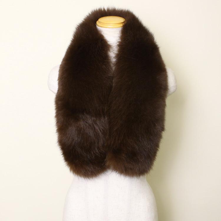 日本製 SAGA サガ ブルーフォックス ファー マフラー ブラウン  