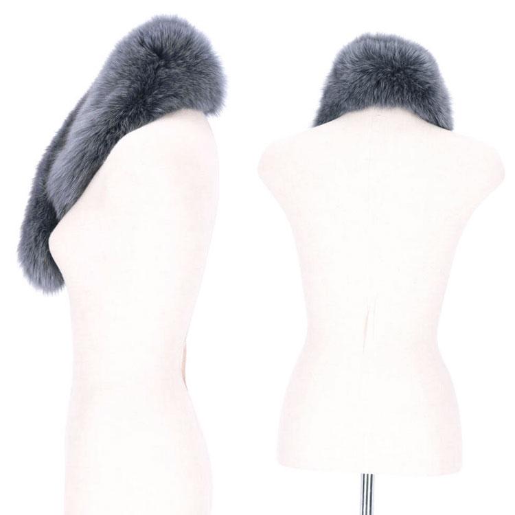 ブルーフォックス ファー マフラー リアルファー 秋 冬 ストレート