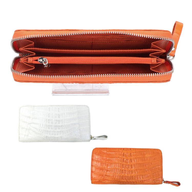 カイマンワニ レザー 財布 ラウンドファスナー 長財布 ワニ革 本革