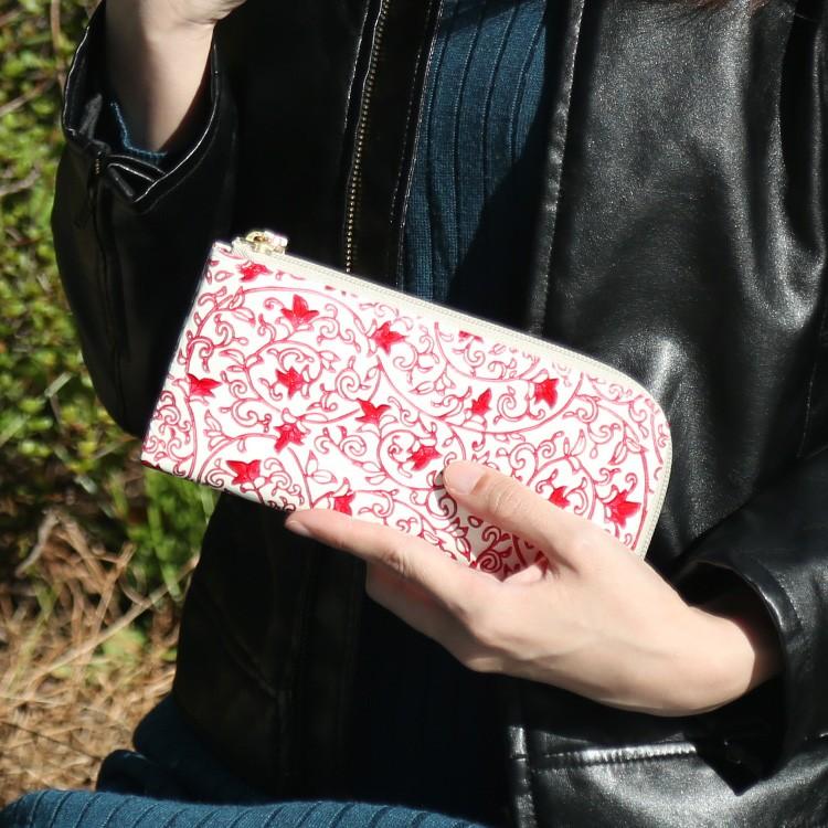 長財布 L字ファスナー 日本製 姫革細工 姫路産 白なめし革 牛革 サイフ