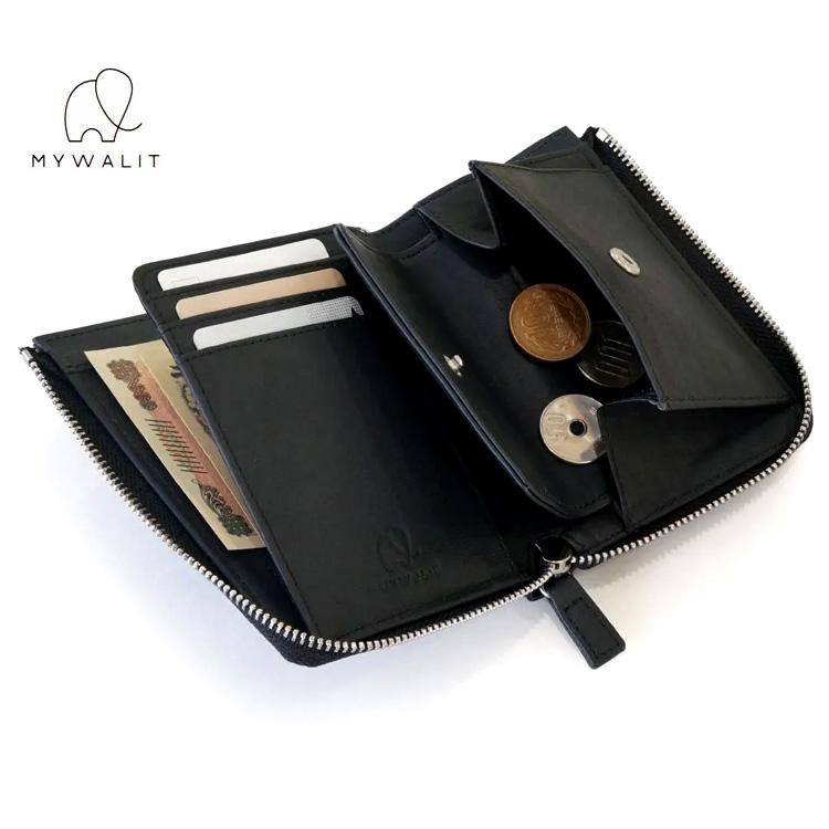 財布 日本限定 mywalit RFID L ジップ・ウォレット ブラック レザー 二
