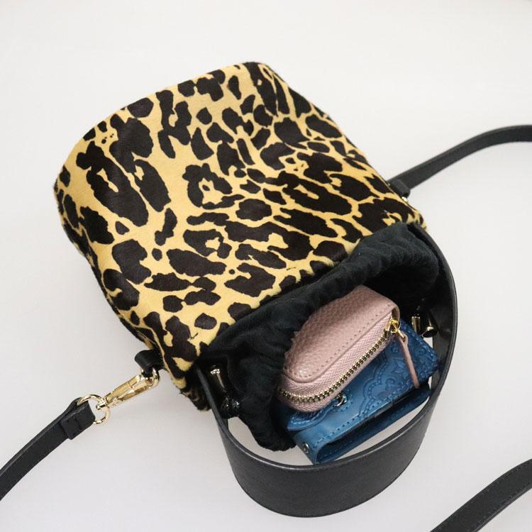 カウレザー 2WAYバッグ ハンドバッグ 巾着 ポシェット 牛革 アニマル