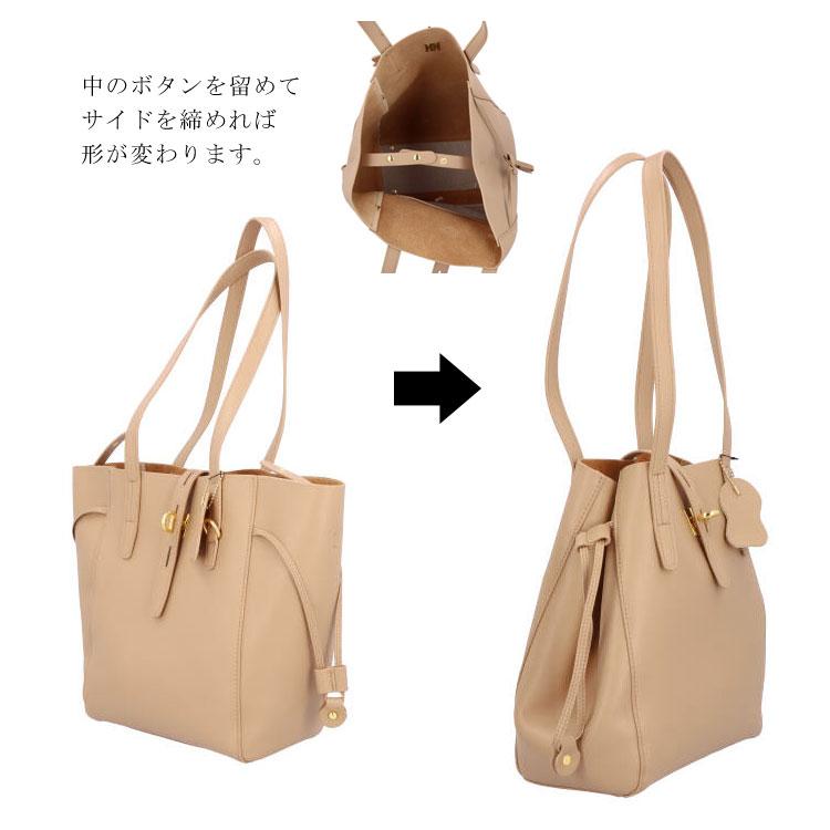 レザー トートバッグ 変形デザイン 2way 本革 バッグ ポーチ付き 無地