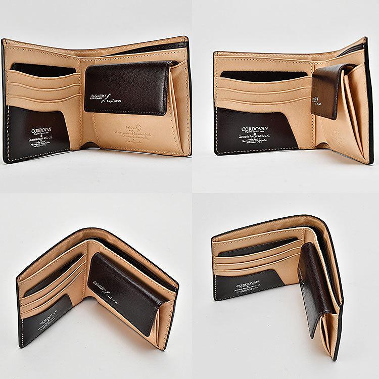 コードバン 二つ折り財布 本革 コンパクト 小さい 財布 メンズ