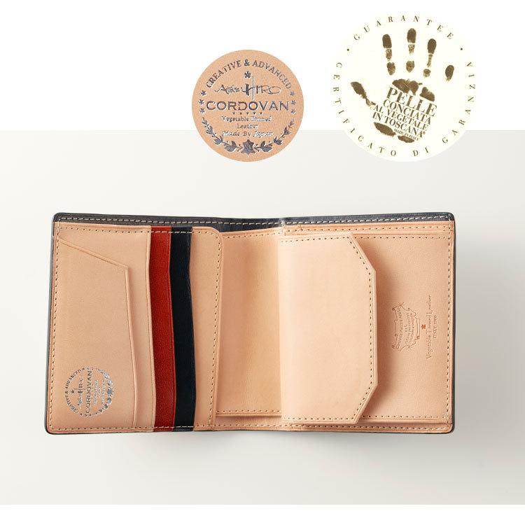 CORDOVAN コードバンプレミアム 本革 二つ折り財布 ミニ札入れ コンパクト メンズ レザー 馬革 ユニセックス レディース お種銭付の画像