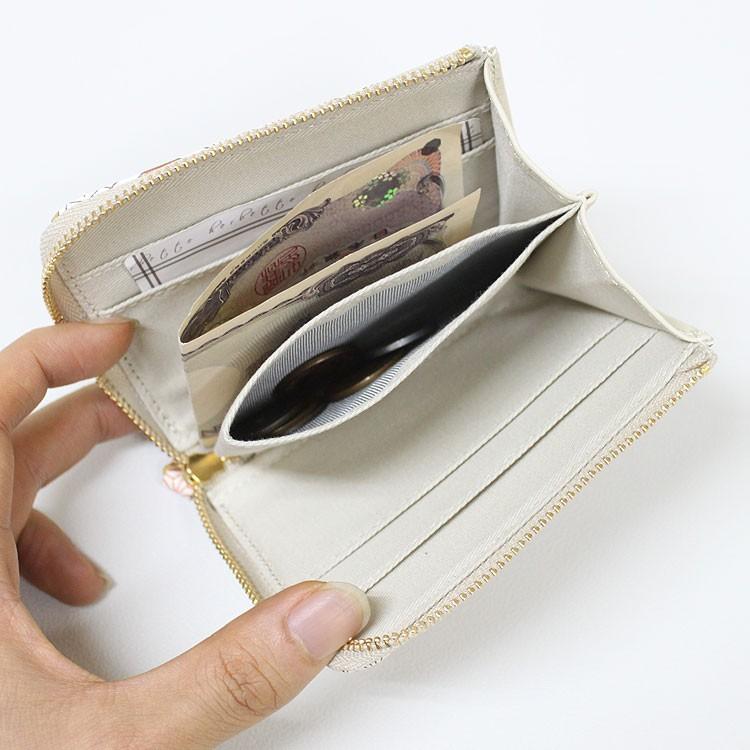 財布 L字ファスナー ミニ 浅草文庫 お種銭付 友禅染 ふくろう チャーム 根付付 縁起物 財布 サイフ 浅草 文庫革 江戸小紋