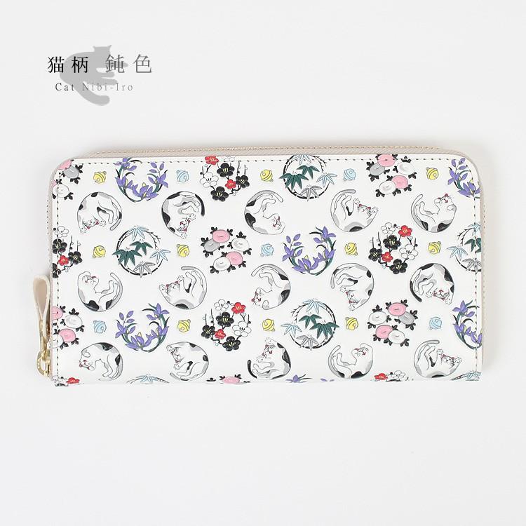長財布 猫 ネコ 浅草文庫 財布 四君子 柄 サイフ ラウンド 長財布 猫 ネコ 浅草文庫 財布 四君子 柄 サイフ ラウンド