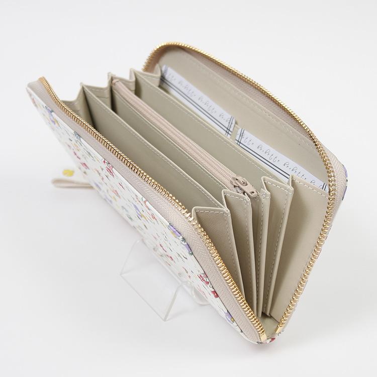 浅草文庫 長財布 猫 ネコ 財布 四君子 柄 サイフ ラウンドファスナー