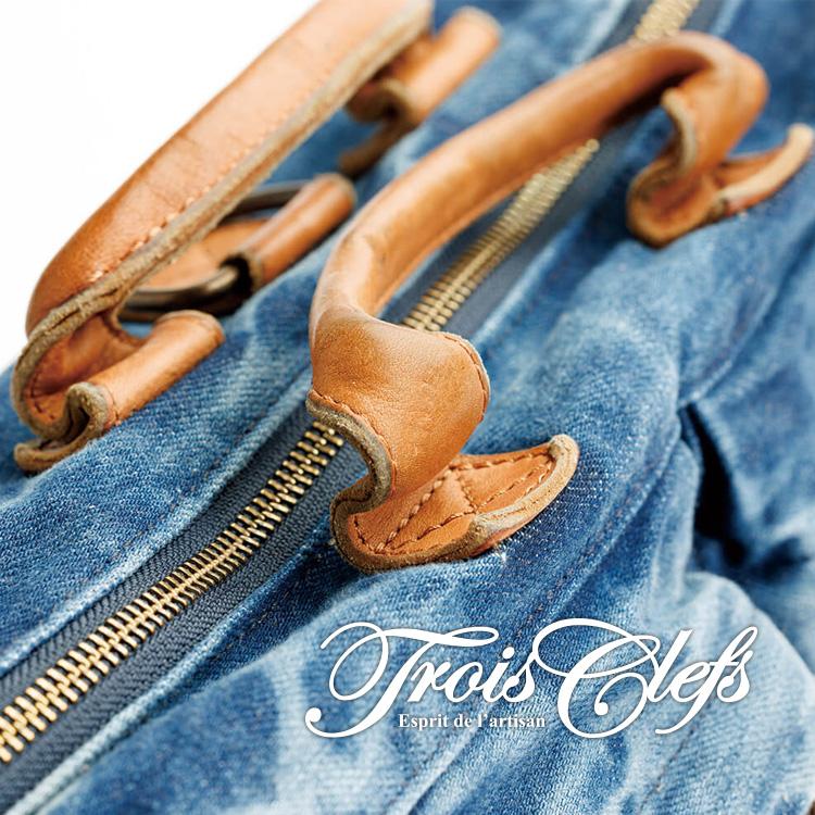 Trois Clefs トワクレ 岡山デニム タイダイブリーチ3WAY bag トート 