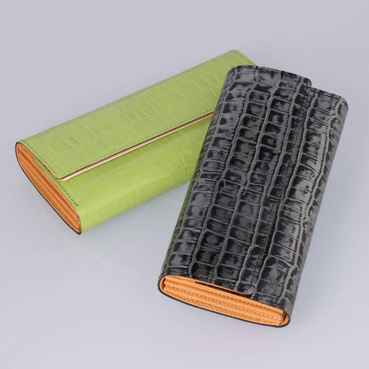 長財布 ギャルソン型 日本製 クロコダイル型押し レディース エナメル