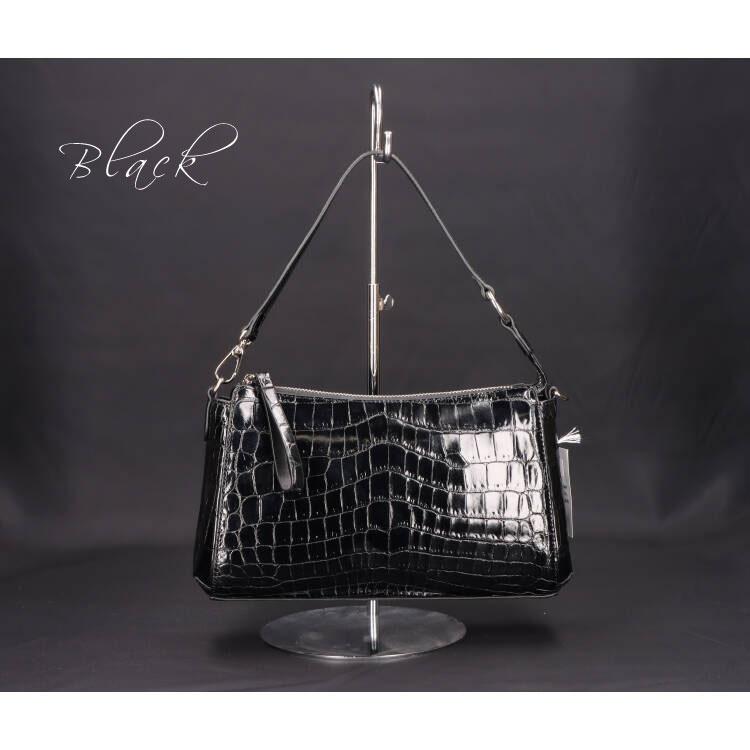 本革 クロコダイル レザー 2way ショルダーバッグ ハンドバッグ : エル 