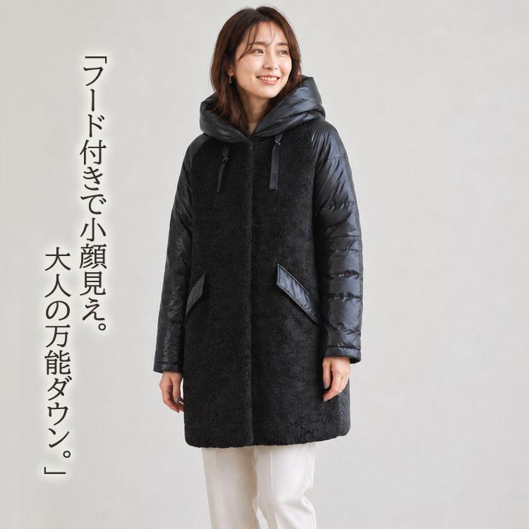 ダウン フード付き ダウンジャケット コート ブラック Mサイズ レディース ギフト プレゼントの画像