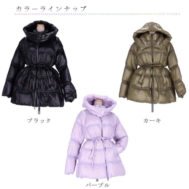 ダウンコート ダウンジャケット Aライン フード付き Lサイズ ロング