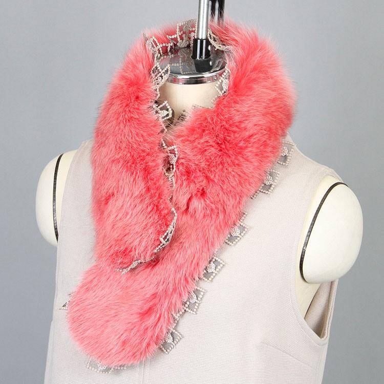 フォックス ファー マフラー ピンク レース飾り : エルベートブルー